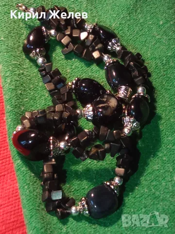 ЕФЕКТНА РЕТРО АРТ СТИЛ ОГЪРЛИЦА от КАМЪЧЕТА ЧЕРЕН АХАТ ХЕНД МЕЙД НАКИТ КОЛИЕ 47333, снимка 8 - Колиета, медальони, синджири - 47282909
