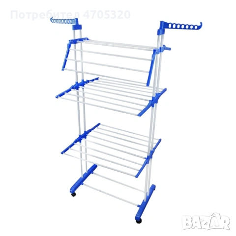 Сгъваем сушилник за дрехи на колелца – практична стойка за сушене на пране, снимка 10 - Сушилници - 53126772