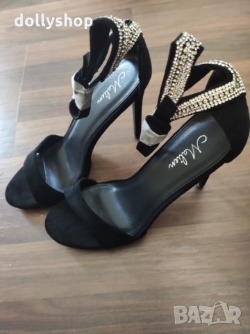 НОВИ Черни Дамски Обувки, снимка 2 - Дамски обувки на ток - 34266778
