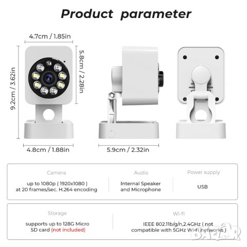Вътрешна камера за видео-наблюдение / 1080p, снимка 8 - HD камери - 41719082
