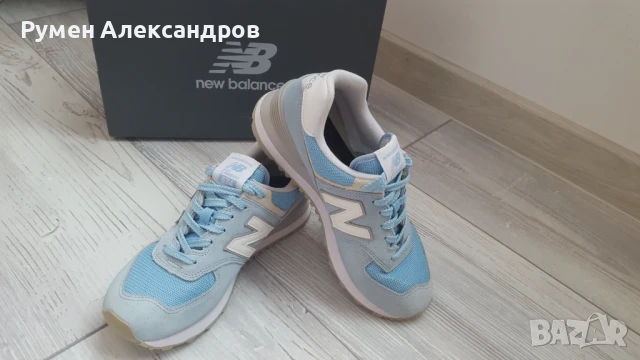 Сини дамски велурени маратонки New Balance 574 Classic р-р EUR38, снимка 7 - Маратонки - 51240649