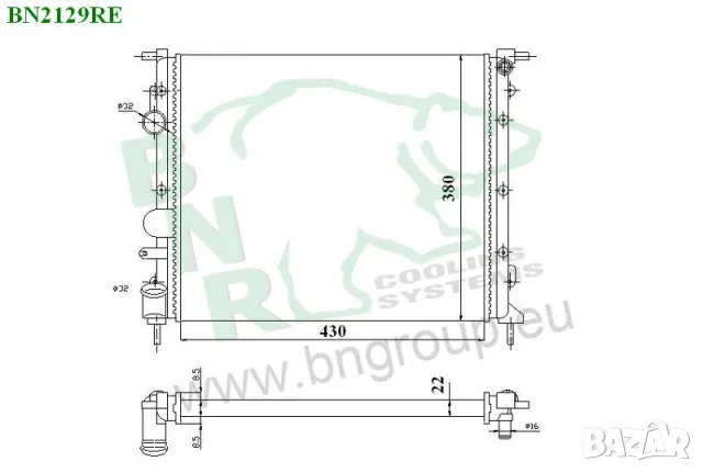 Воден радиатор BNR за RENAULT,NISSAN BN2129, снимка 3 - Части - 14441817