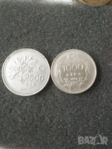1000 и 2500 лири 1991г. Турция