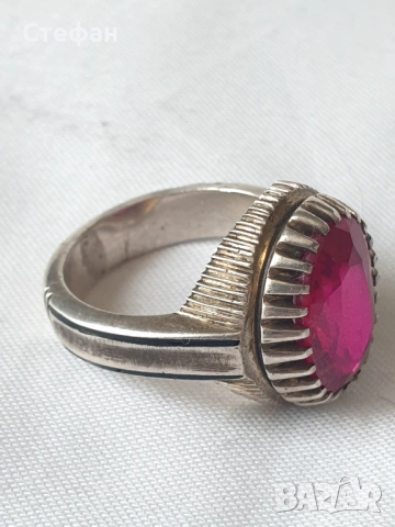Сребърен пръстен с рубин, снимка 6 - Пръстени - 53537697