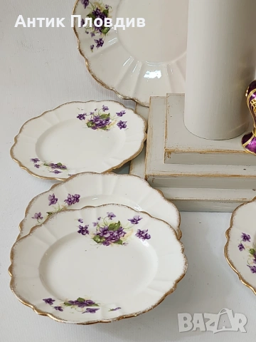 Десертен сервиз - Виолетки , снимка 2 - Чинии - 43423617