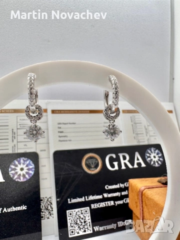 Сребърни обеци с мойсанит (Диамант) 0.5 карата, снимка 3 - Обеци - 53438296