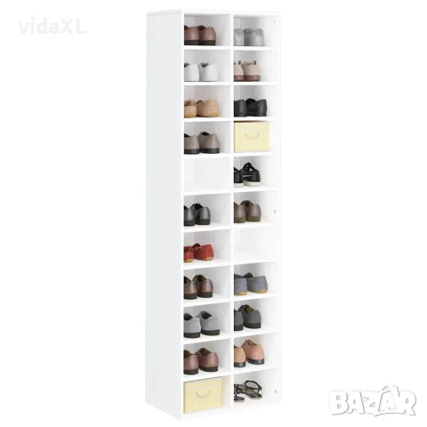 vidaXL Шкаф за обувки, бял, 54x34x183 см, инженерно дърво, снимка 3 - Шкафове - 56147724