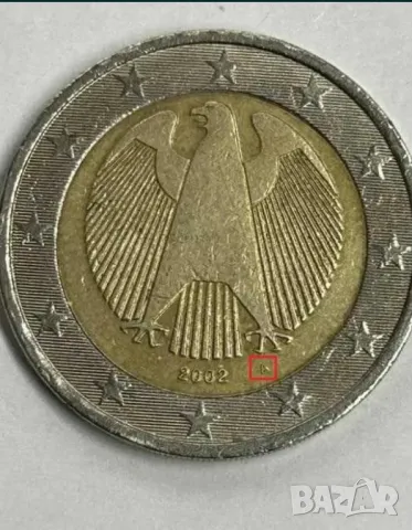 German Euro 2002 A 2EURO GERMANY 2 Евро 2002 A Германия Специален Рядък Знак А Рядка Монета Юбилейна