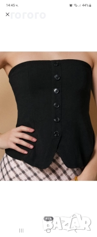 черен топ с копчета , снимка 2 - Корсети, бюстиета, топове - 51847348