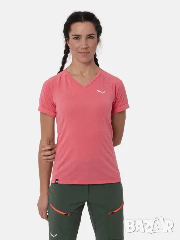 SALEWA PUEZ MEL DRY W V-NECK S/S TEE - страхотна дамска тениска КАТО НОВА ХЛ, снимка 2 - Тениски - 56094857