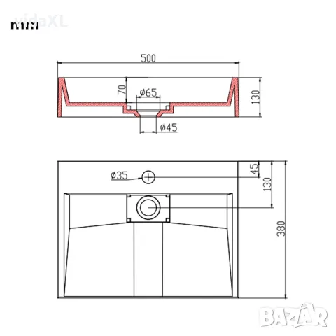 vidaXL Мивка, 50x38x13 см, минерална/мраморна отливка, бяла, снимка 8 - Мивки - 56146114