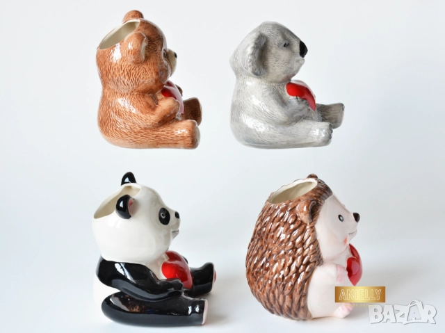 Керамична Кашпа във Формата на Панда Държаща Сърце / Декоративна Ваза с Панда / Подарък за Нов Дом, снимка 12 - Декорация за дома - 52398765