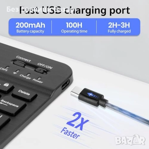 Нова Bluetooth UK клавиатура + калъф за Lenovo Tab 10.1 2025 TB-311FU, снимка 7 - Друга електроника - 53572982