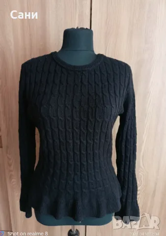 Черен модерен пуловер, снимка 2 - Блузи с дълъг ръкав и пуловери - 49878657