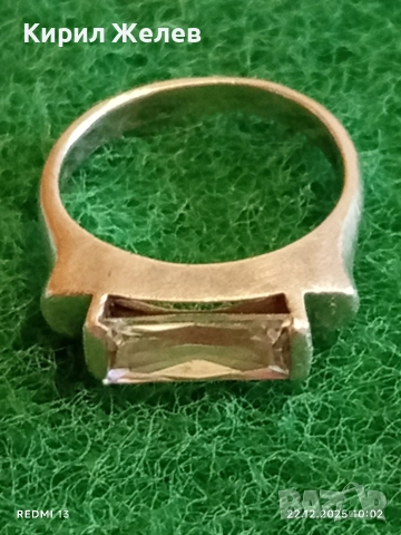 Изчистен елегантен сребърен пръстен тип Багет с кристал подходящ аксесоар за ежедневието 44320, снимка 2 - Пръстени - 52872140