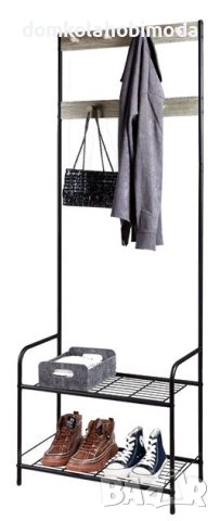 Етажерка за дрехи с два рафта и закачалки,60х30х170 см