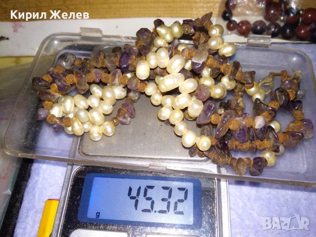 СТАРО СКЪПОЦЕННО КОЛИЕ ЕСТЕСТВЕНИ РЕЧНИ ПЕРЛИ АМЕТИСТ и ПАТИНИРАН МЕТАЛ 38887, снимка 8 - Антикварни и старинни предмети - 41865435