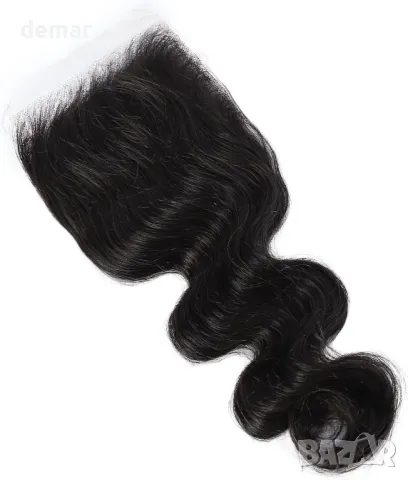 SOMIARIK 5x5 HD Естествена черна човешка коса, закопчаване с невидим филм с дантела, 35 см, снимка 3 - Аксесоари за коса - 47439598