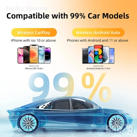 Нов безжичен CarPlay, Android Auto адаптер USB донгъл Smart Mini Box Plug and Play универсален, снимка 3 - Аксесоари и консумативи - 52442759