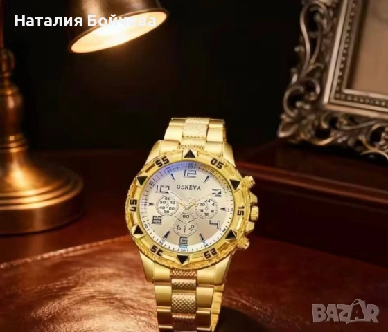 Мъжки златист часовник , снимка 2 - Мъжки - 53639058