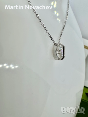 Сребърно колие с мойсанит (Диамант) 1 карат, снимка 3 - Колиета, медальони, синджири - 53611732