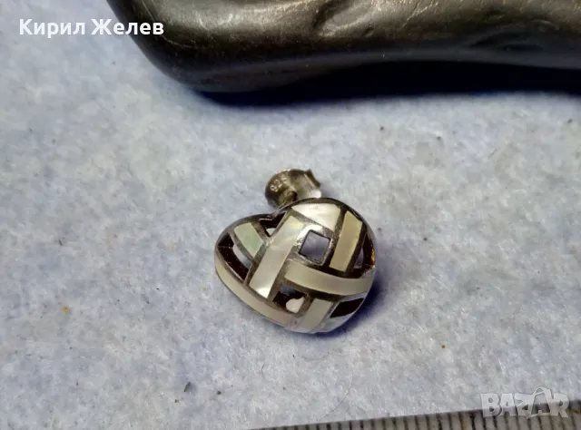 АЖУРНА СЪРЦЕВИДНА ЕМАЙЛИРАНА СРЕБЪРНА АРТ ОБЕЦА СРЕБРО 925 ДИЗАЙНЕРСКА ИЗРАБОТКА 41969, снимка 6 - Обеци - 49603201