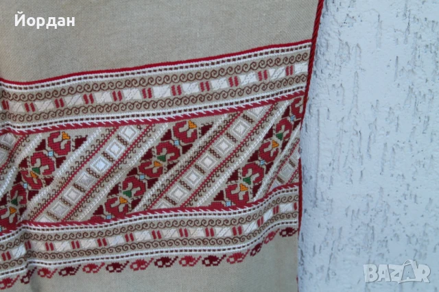 Възглавница с бродерия на ленена панама, снимка 5 - Антикварни и старинни предмети - 50565566