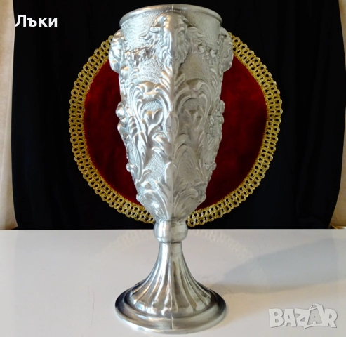 Калаен бокал,чаша за вино,глави на овен,ангели,барок. , снимка 4 - Антикварни и старинни предмети - 51704366