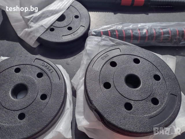 Тренировъчен лост с тежести Physionics 2 х 1.25 кг и 2 х 2 кг, снимка 4 - Фитнес уреди - 51651707