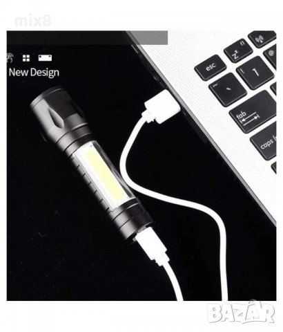 Мини фенер COB LED светлина, zoom, 3 режима на работа, USB зареждане и кутийка за съхранение, снимка 2 - Екипировка - 34645216