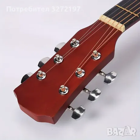 Комплект акустична китара, панел от липа с матово покритие, 18 прага, ABS гайка, включва чанта и др., снимка 9 - Китари - 49194246