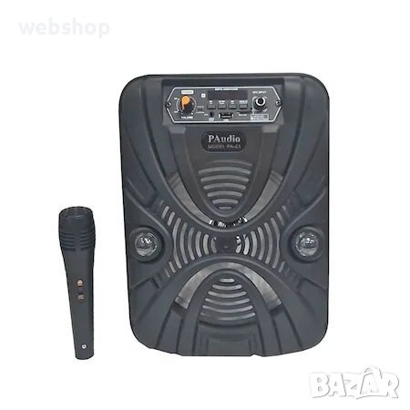 Караоке Тонколона PAudio PA-81, 8 инча, Микрофон, Цветомузика, Bluetooth, FM радио, USB, Micro SD, , снимка 2 - Караоке - 39611579