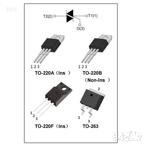 BTB16-600BW 16A, 600V, Igt-50mA триаци (симистори) в корпус ТО-220, снимка 2 - Ремонт на друга електроника - 50593662