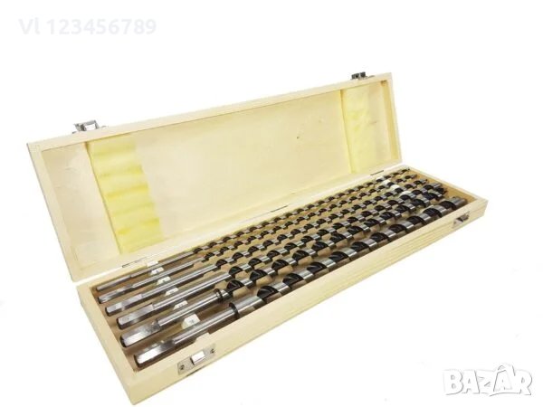 Комплект свредла /бургия /за дърво 6 части 6 – 18 \ 460 мм в дървена кутия Mar-Pol