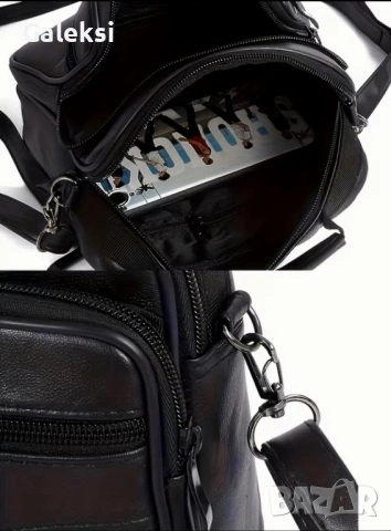 Стилна правоъгълна бутикова чантичка с дръжка /Черна естествена кожа!, снимка 3 - Чанти - 53460826