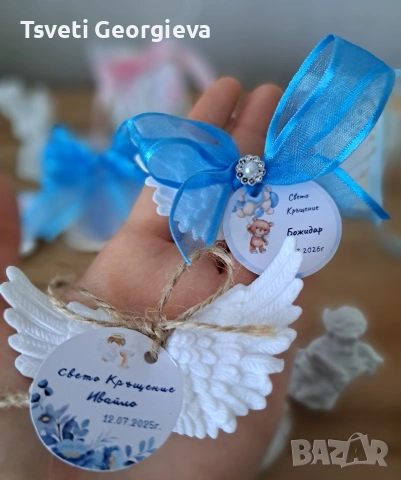 Ръчно изработени подаръчета за гости - ангелчета, кутийки, крила. Етикети за поводи, снимка 7 - Декорация - 53528176