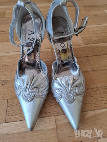 Официални дамски обувки сребристи номер 35, снимка 5 - Дамски обувки на ток - 29124467