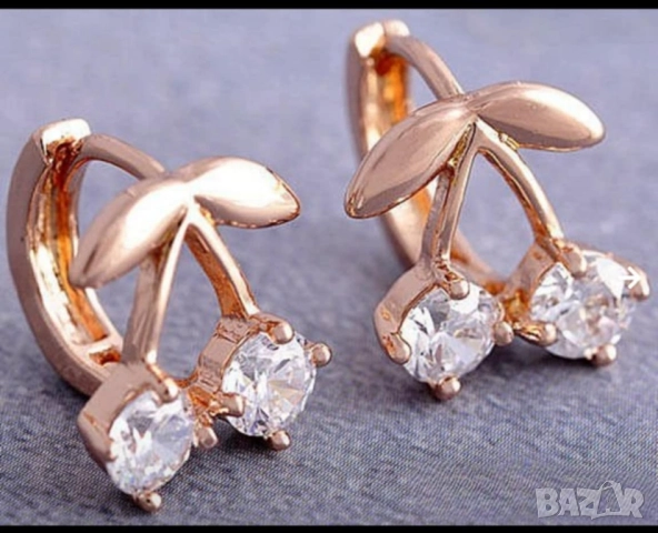 Обеци "черешки" 9к попълнено злато 20 лв., снимка 4 - Обеци - 51775011