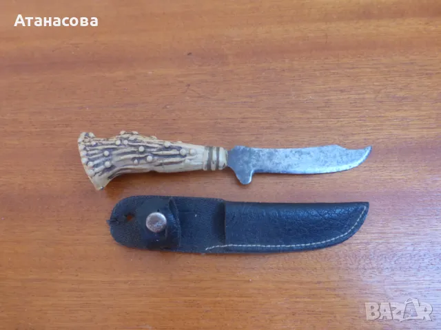 Ретро ножче с кожена кания, снимка 2 - Ножове - 49943459