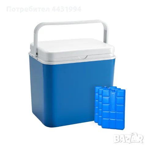Комплект Хладилна кутия Atlantic 30L, пасивна и охладители 3 броя, син, снимка 1