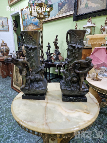 Чифт превъзходни големи антикварни френски фигурални декораций , снимка 6 - Антикварни и старинни предмети - 44836909