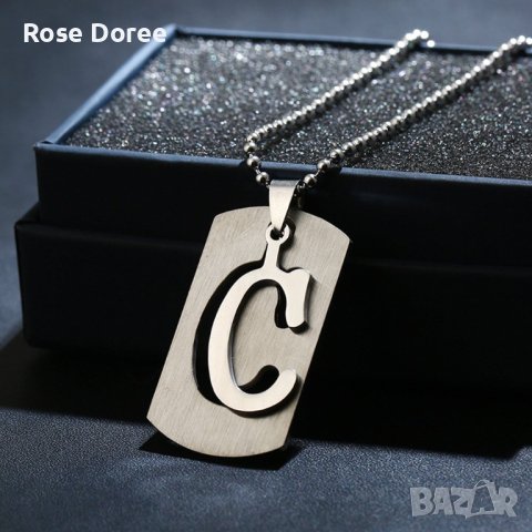 RD 477 Буква С колие медицинска стомана мъжки мъжко инициали унисекс подарък безплатна дост, снимка 1