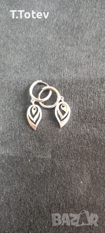 Златни дамски обеци - Бяло злато 14к, снимка 2 - Обеци - 53451409