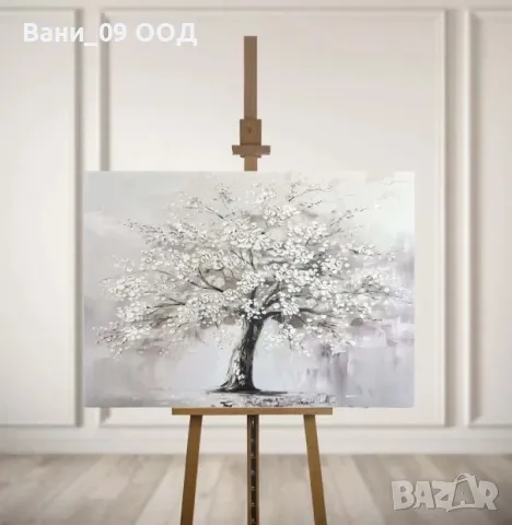 100см! Картина-канава с ръчно рисувани елементи 