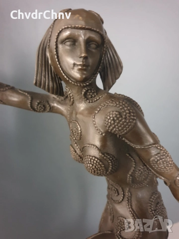 39см-5кг Chiparus статуетка/френска бронзова скулптура/Арт Деко фигура кабаретна танцьорка-балерина, снимка 7 - Статуетки - 52466326