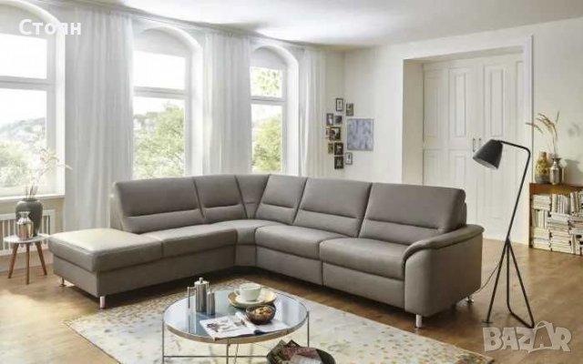Сив кожен ъглов диван с функция ракла "PN-EM19075", снимка 10 - Дивани и мека мебел - 39688840