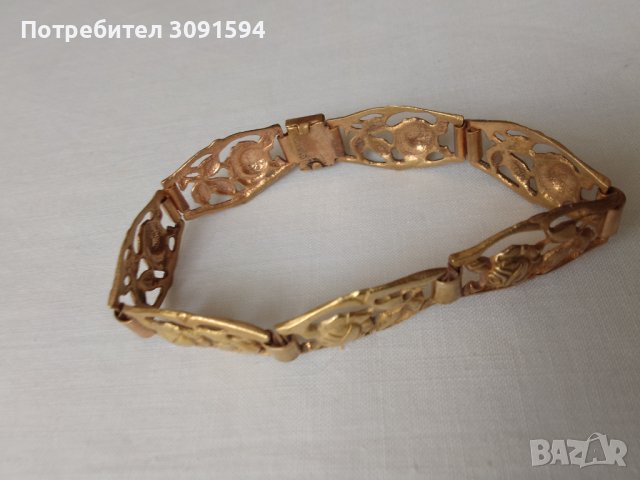 Стара гривна месинг мотиви на рози, снимка 2 - Антикварни и старинни предмети - 42046999