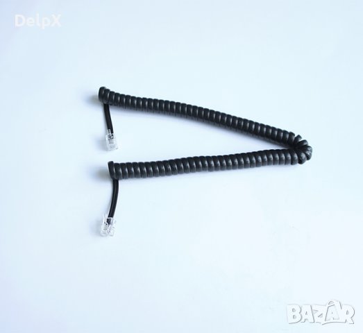 Телефонен кабел за стационарен телефон, спирала, RJ11 4pin(м), 2,5m, снимка 1