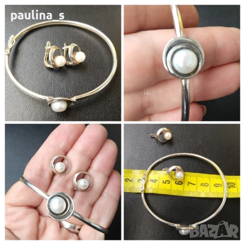 Два различни броя / Винтидж! / Сребърен комплект с перли / проба 925 , снимка 10 - Бижутерийни комплекти - 32661243