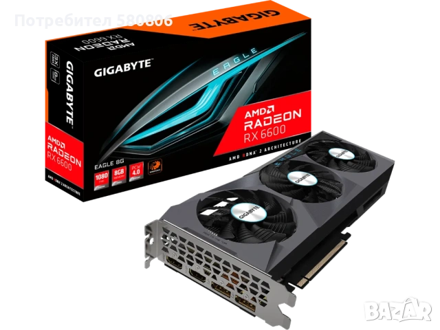 Видео карта Gigabyte Radeon™ RX 6600 EAGLE, 8GB GDDR6, 128-bit
